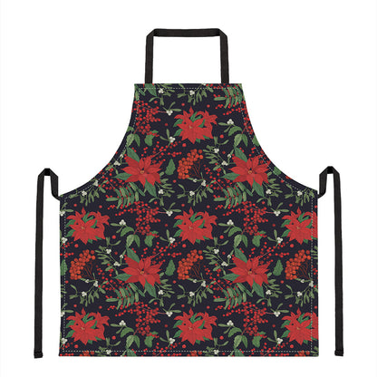 Poinsettia Flower Pattern Print Apron