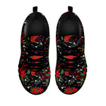 Poinsettia Flower Pattern Print Black Sneakers
