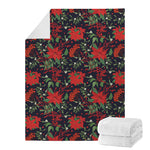 Poinsettia Flower Pattern Print Blanket