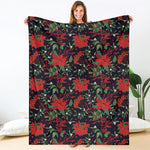 Poinsettia Flower Pattern Print Blanket