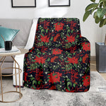 Poinsettia Flower Pattern Print Blanket