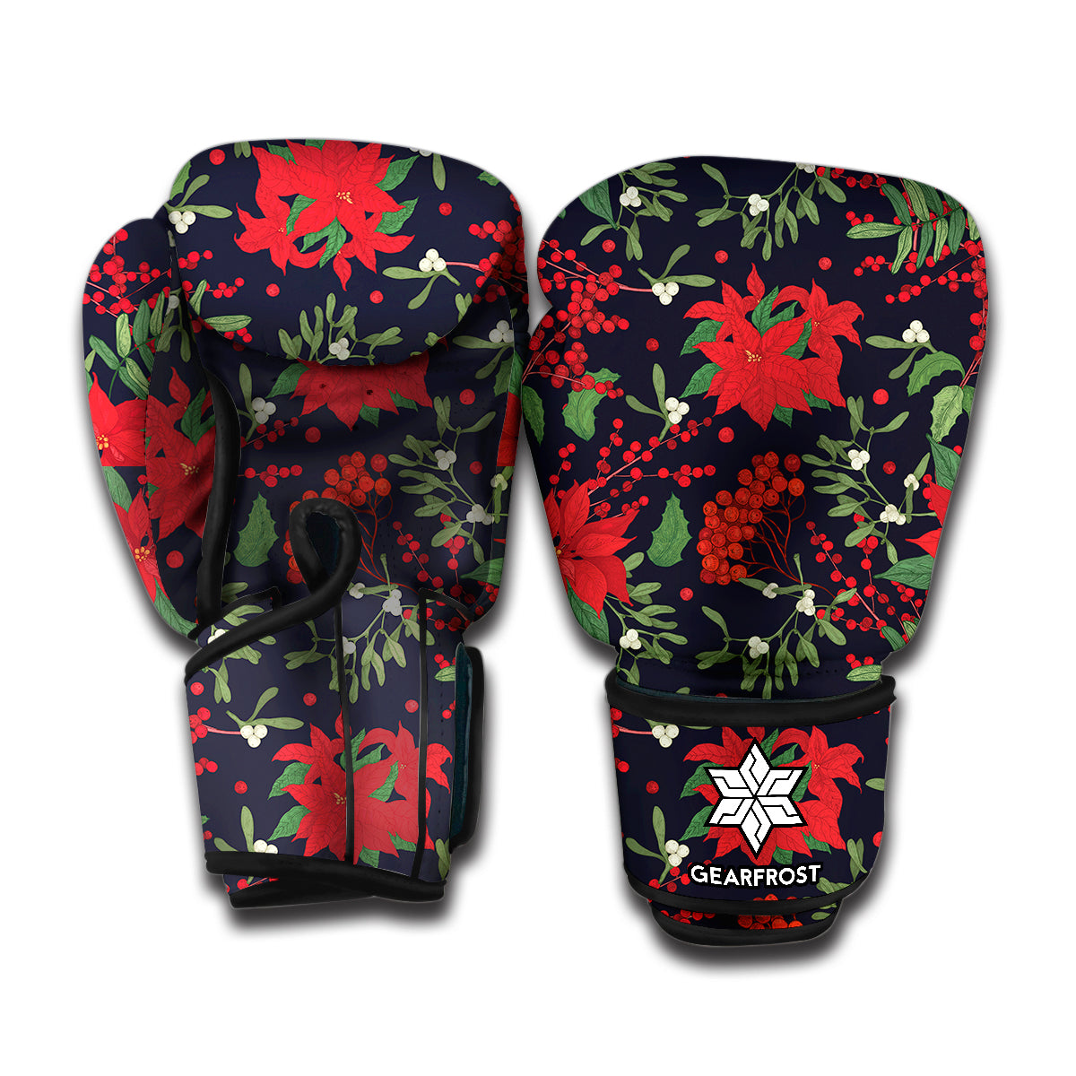 Poinsettia Flower Pattern Print Boxing Gloves