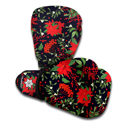 Poinsettia Flower Pattern Print Boxing Gloves