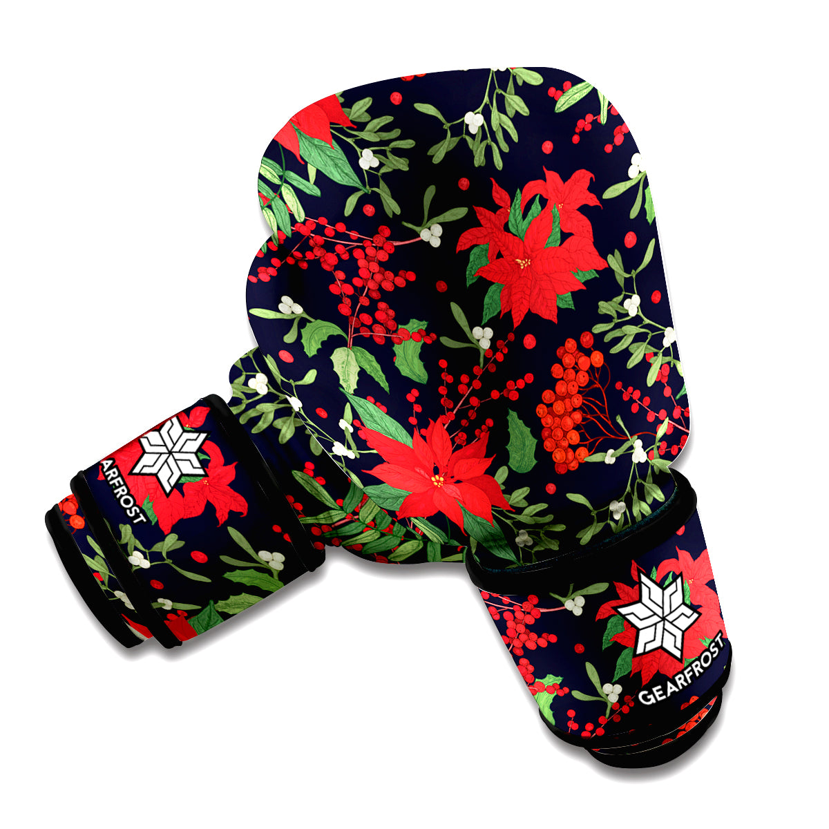 Poinsettia Flower Pattern Print Boxing Gloves