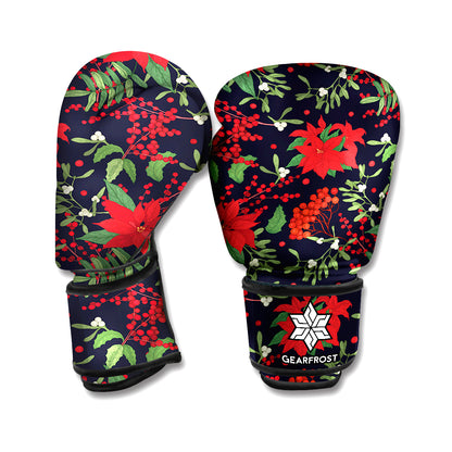 Poinsettia Flower Pattern Print Boxing Gloves