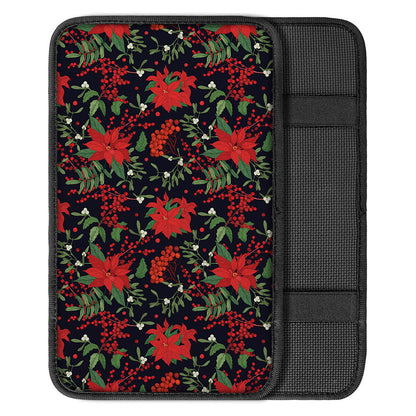 Poinsettia Flower Pattern Print Car Center Console Cover