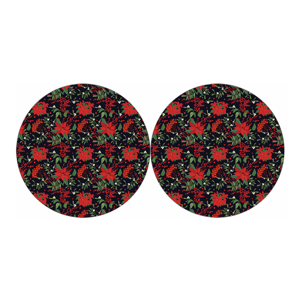 Poinsettia Flower Pattern Print Car Coasters