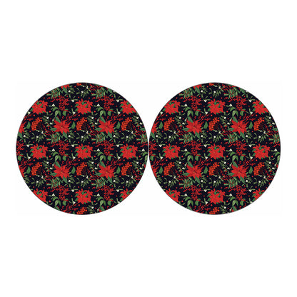 Poinsettia Flower Pattern Print Car Coasters