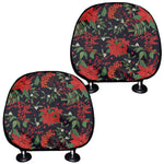 Poinsettia Flower Pattern Print Car Headrest Covers