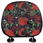 Poinsettia Flower Pattern Print Car Headrest Covers