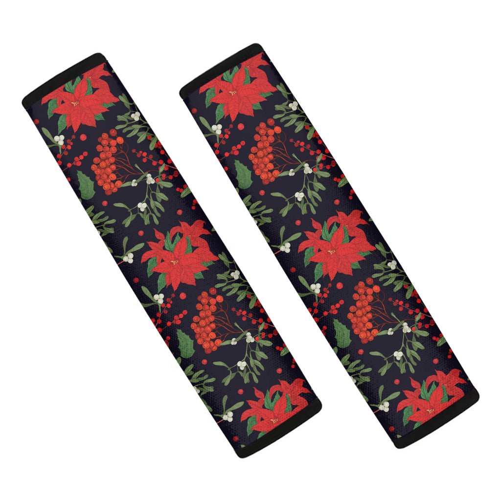 Poinsettia Flower Pattern Print Car Seat Belt Covers