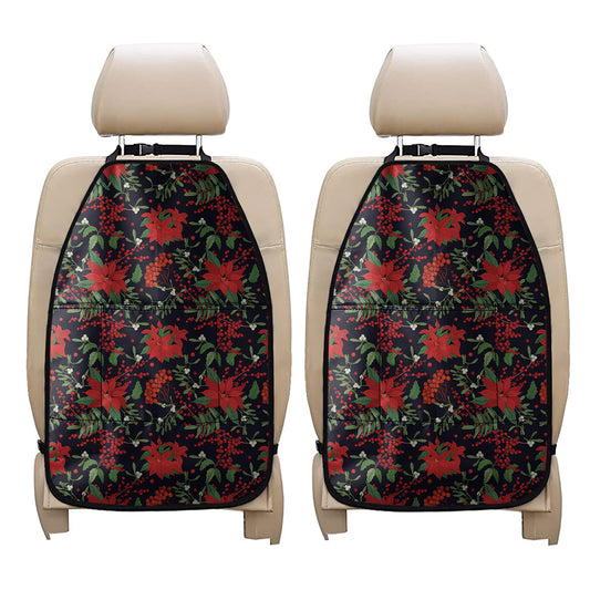 Poinsettia Flower Pattern Print Car Seat Organizers