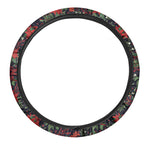Poinsettia Flower Pattern Print Car Steering Wheel Cover