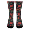 Poinsettia Flower Pattern Print Crew Socks