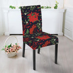 Poinsettia Flower Pattern Print Dining Chair Slipcover