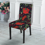 Poinsettia Flower Pattern Print Dining Chair Slipcover