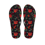 Poinsettia Flower Pattern Print Flip Flops