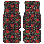 Poinsettia Flower Pattern Print Front and Back Car Floor Mats