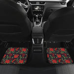 Poinsettia Flower Pattern Print Front and Back Car Floor Mats