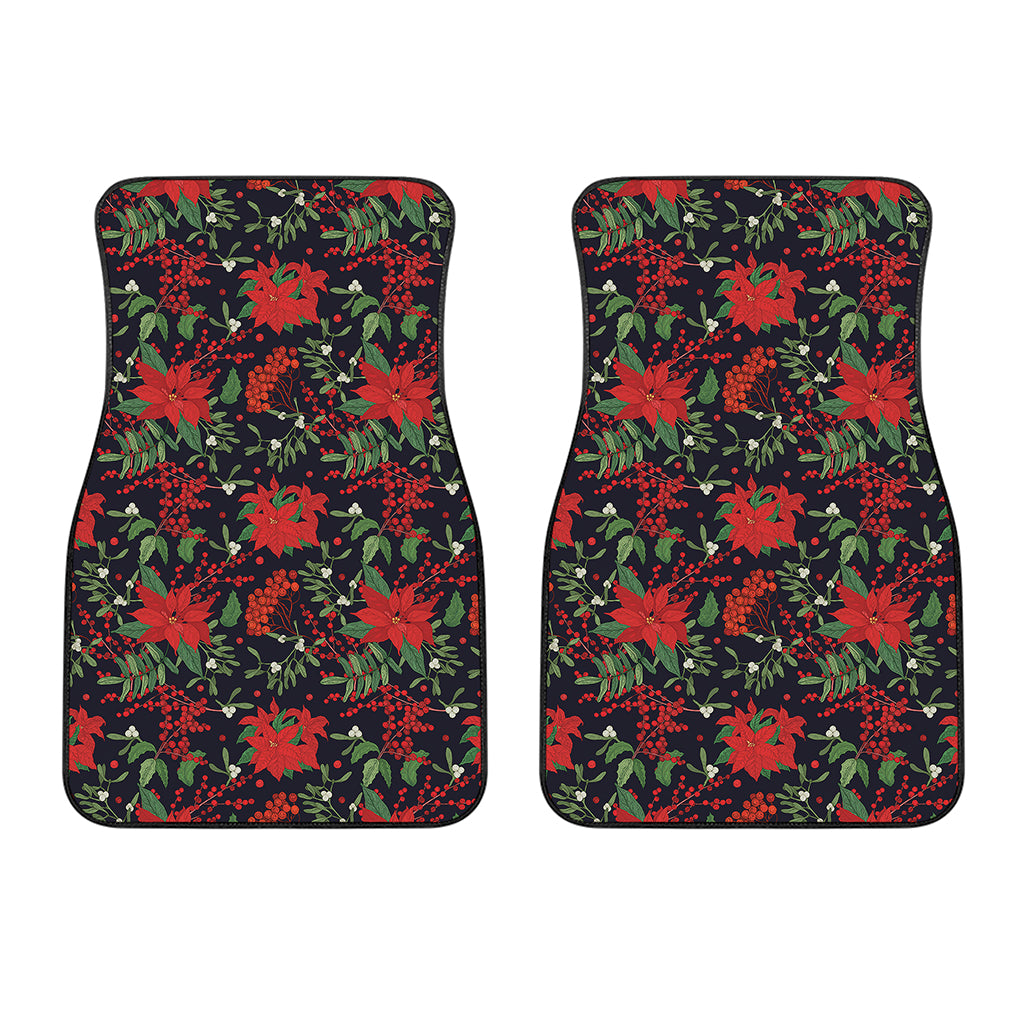 Poinsettia Flower Pattern Print Front Car Floor Mats