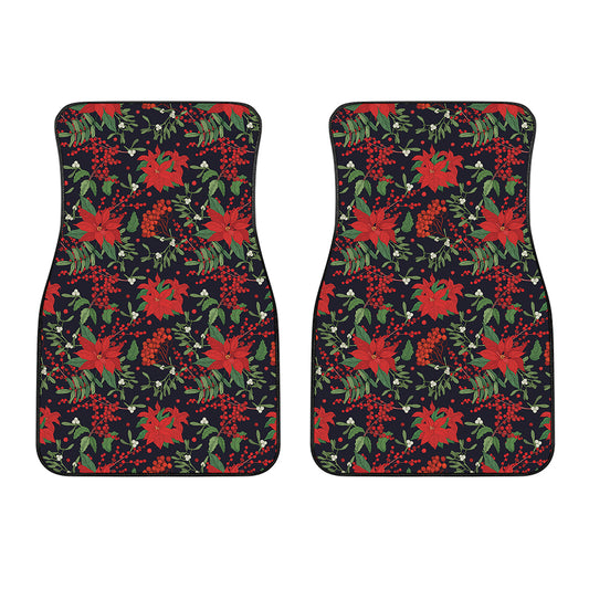 Poinsettia Flower Pattern Print Front Car Floor Mats