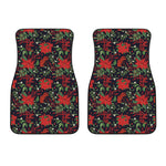 Poinsettia Flower Pattern Print Front Car Floor Mats