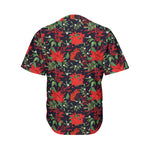 Poinsettia Flower Pattern Print Men's Baseball Jersey