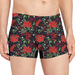 Poinsettia Flower Pattern Print Men's Boxer Briefs
