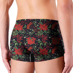 Poinsettia Flower Pattern Print Men's Boxer Briefs
