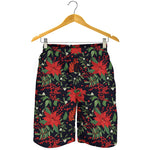 Poinsettia Flower Pattern Print Men's Shorts