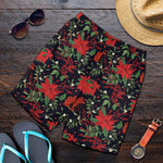 Poinsettia Flower Pattern Print Men's Shorts