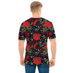 Poinsettia Flower Pattern Print Men's T-Shirt