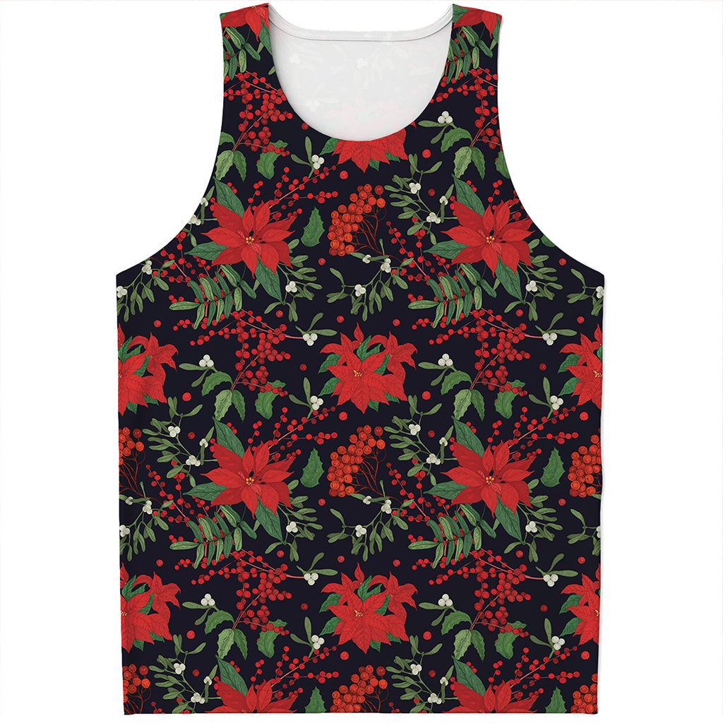 Poinsettia Flower Pattern Print Men's Tank Top