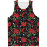 Poinsettia Flower Pattern Print Men's Tank Top