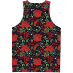 Poinsettia Flower Pattern Print Men's Tank Top