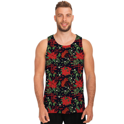 Poinsettia Flower Pattern Print Men's Tank Top