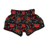 Poinsettia Flower Pattern Print Muay Thai Boxing Shorts