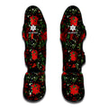 Poinsettia Flower Pattern Print Muay Thai Shin Guards