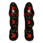 Poinsettia Flower Pattern Print Muay Thai Shin Guard
