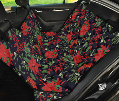 Poinsettia Flower Pattern Print Pet Car Back Seat Cover