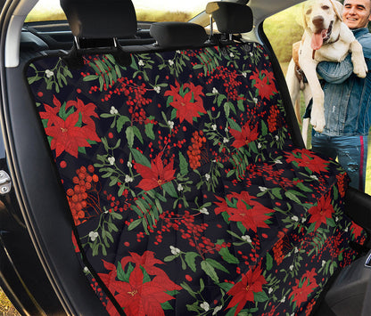 Poinsettia Flower Pattern Print Pet Car Back Seat Cover