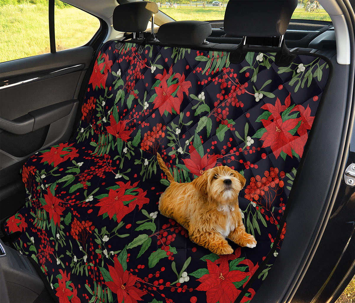 Poinsettia Flower Pattern Print Pet Car Back Seat Cover