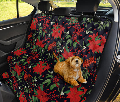 Poinsettia Flower Pattern Print Pet Car Back Seat Cover