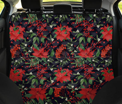 Poinsettia Flower Pattern Print Pet Car Back Seat Cover