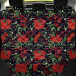 Poinsettia Flower Pattern Print Pet Car Back Seat Cover