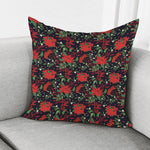 Poinsettia Flower Pattern Print Pillow Cover