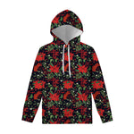 Poinsettia Flower Pattern Print Pullover Hoodie
