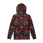 Poinsettia Flower Pattern Print Pullover Hoodie