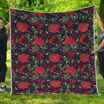 Poinsettia Flower Pattern Print Quilt