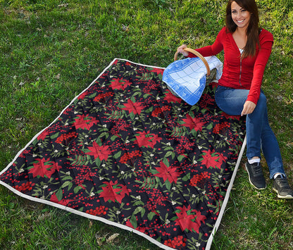 Poinsettia Flower Pattern Print Quilt